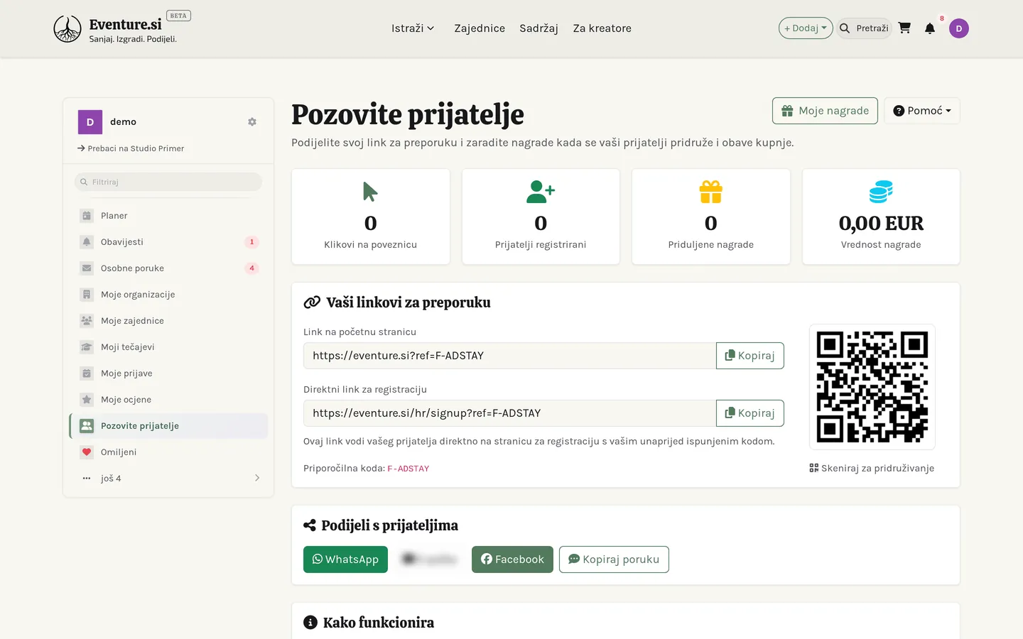 Nadzorna ploča partnerskog programa: klikovi, konverzije i zarada.
